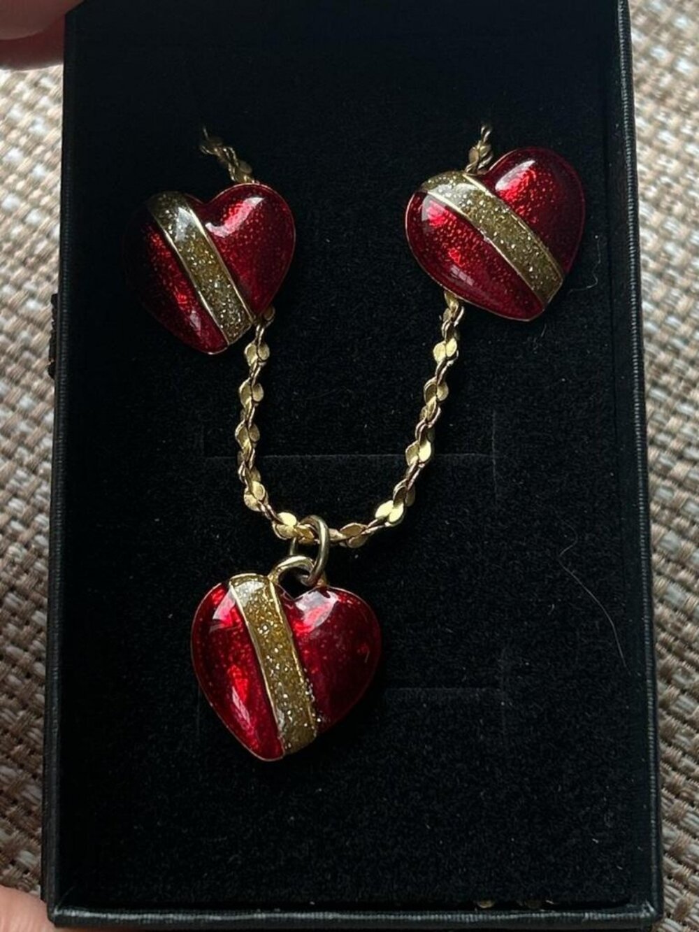 Red and Gold Necklace and Earrings Set Costume Jewelry